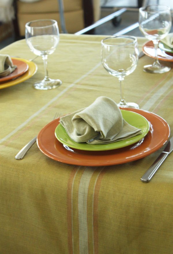 set of Tablecloth Multi Stripes and 6 Napkins