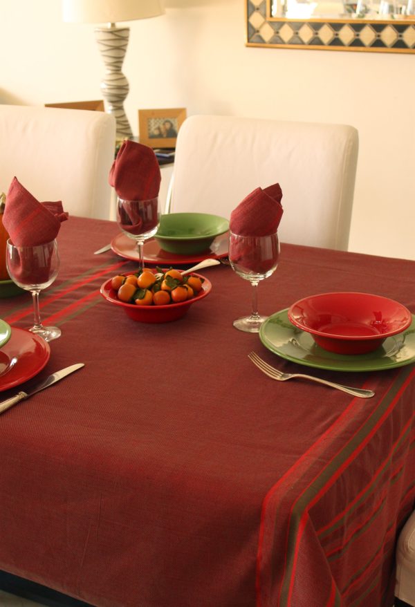 set of Tablecloth Multi Stripes and 6 Napkins