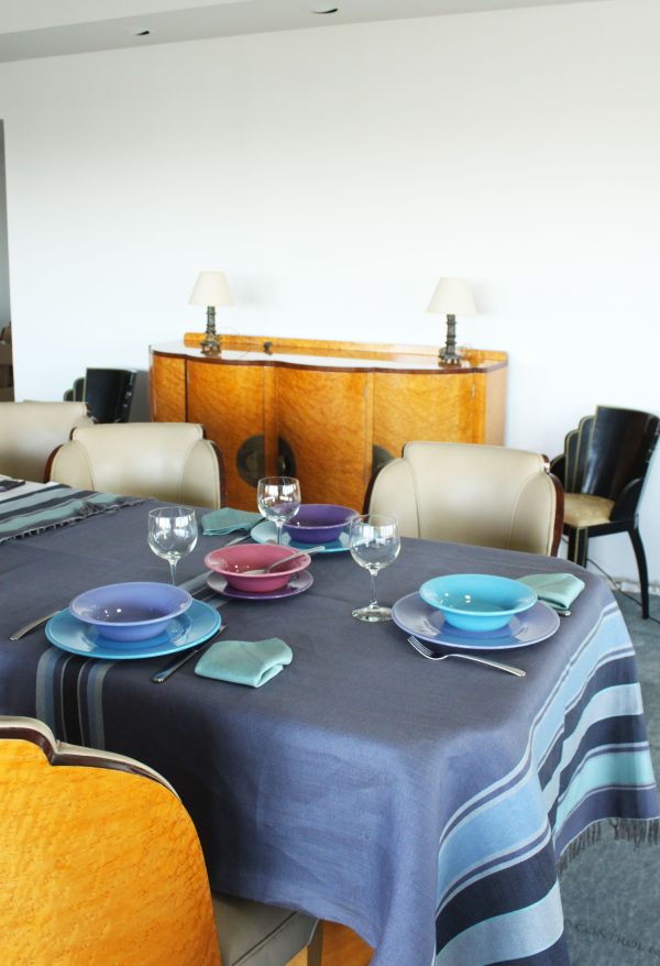 set of Tablecloth Multi Stripes and 6 Napkins