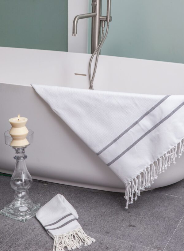 Fouta Bath Towel Herringbone 2 Stripes