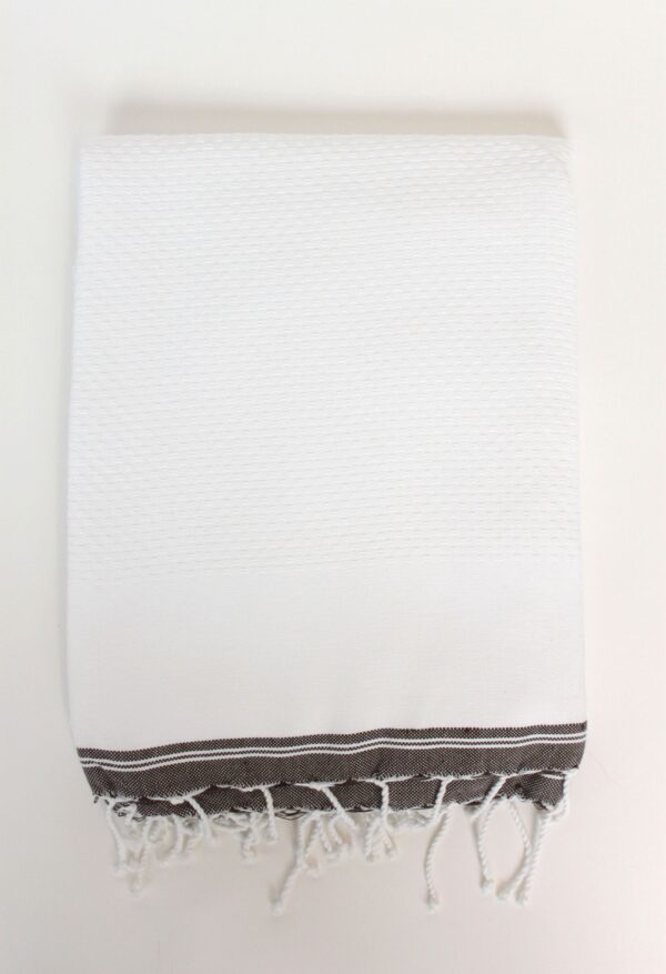 Fouta Towel Neutral Solid Color Honeycomb White/Brown