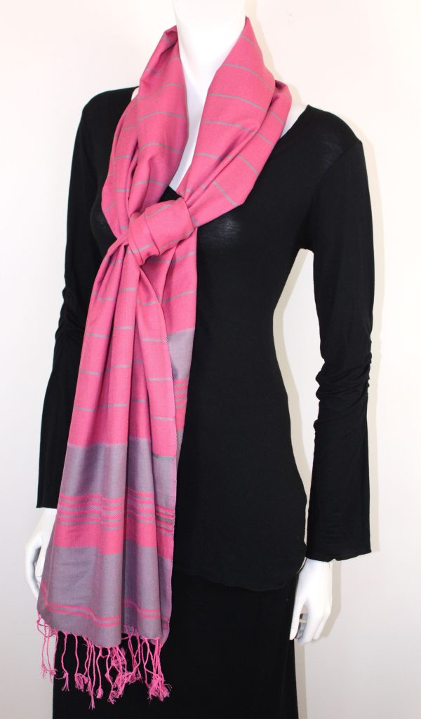 Shawl Thin Stripes Silk and Cotton