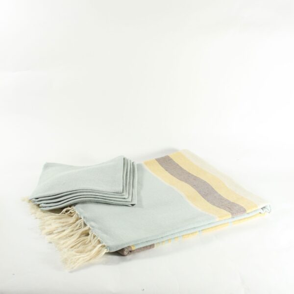 Set of Tablecloth with Multi Stripes and its 12 napkins