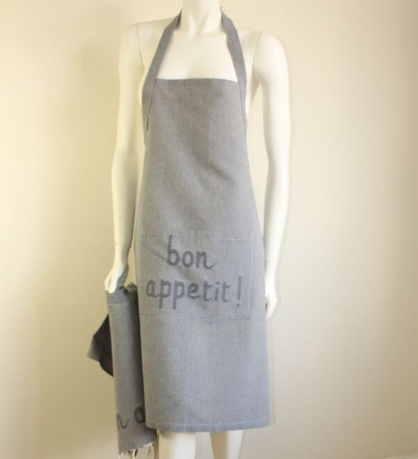 Set of Apron and its matching tea towel " Bon Appetit"