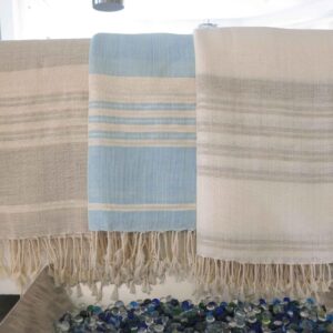 Throw Ethnic Relief Silk Stripes Linen/ Cotton