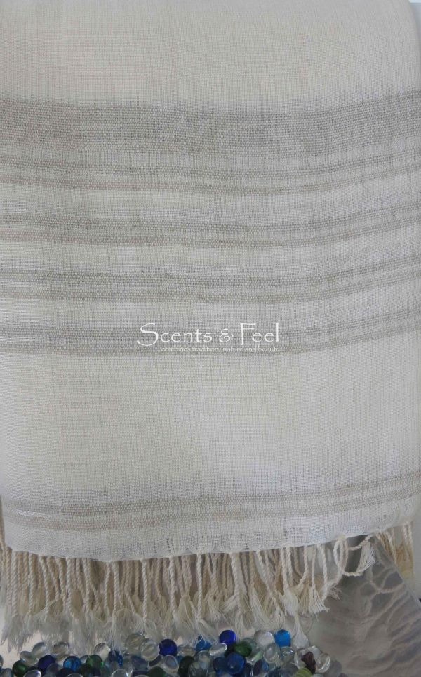 Throw Ethnic Relief Silk Stripes Linen/ Cotton