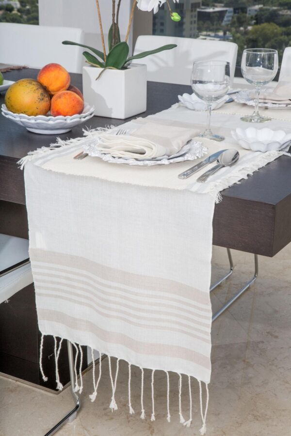 Runner Bicolor Lurex Thin Stripes Linen and Cotton