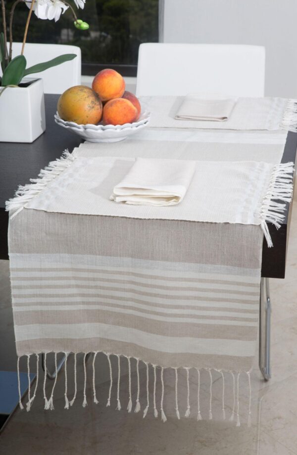 Runner Bicolor Lurex Thin Stripes Linen and Cotton