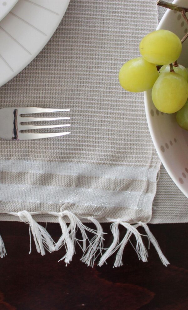 Set of 4 placemats Bicolor Thin Stripes Linen and Cotton