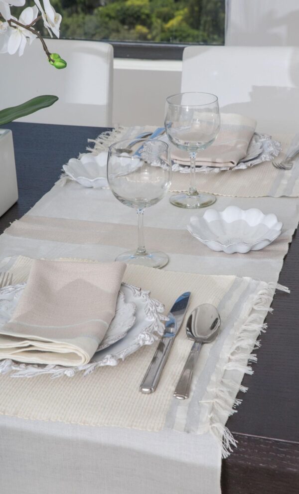 Set of 4 placemats Bicolor Thin Stripes Linen and Cotton