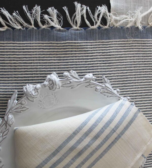 Set of 4 placemats Bicolor Thin Stripes Linen and Cotton