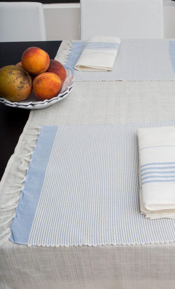 Set of 4 placemats Bicolor Thin Stripes Linen and Cotton