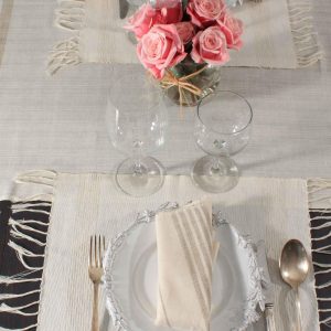 Set of 4 napkins Bicolor Thin Stripes Linen and Cotton