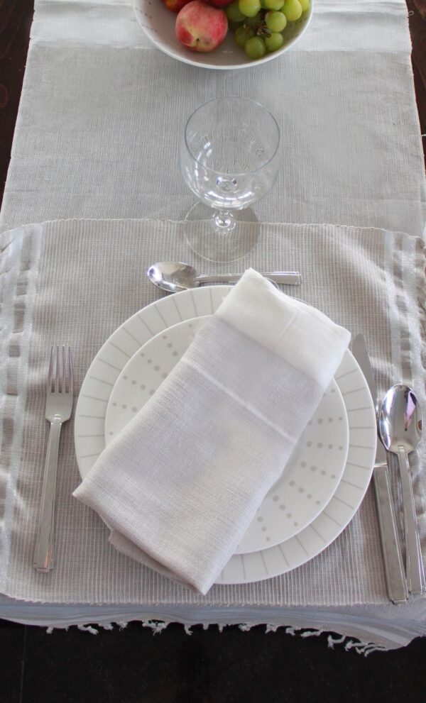 Set of 4 napkins Bicolor Thin Stripes Linen and Cotton