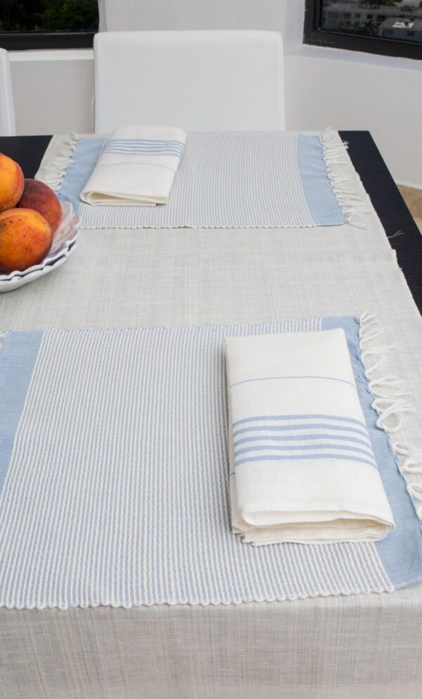 Set of 4 napkins Bicolor Thin Stripes Linen and Cotton