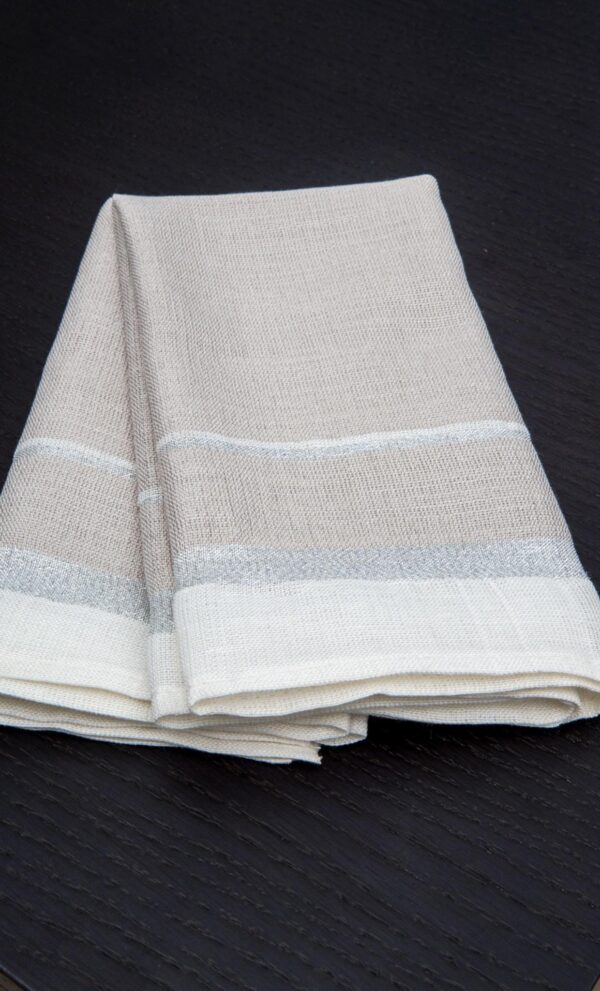 Set of 4 napkins Bicolor Thin Stripes Linen and Cotton