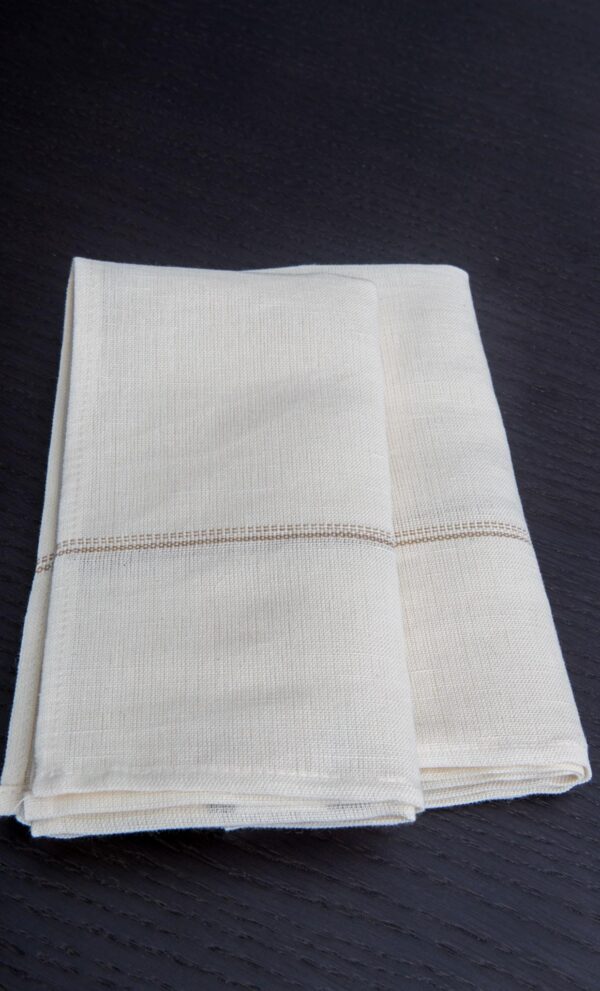 Set of 4 napkins Bicolor Tiny Stripes Linen and Cotton