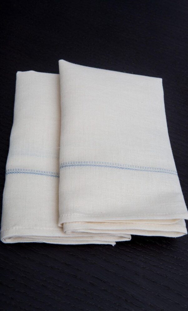 Set of 4 napkins Bicolor Tiny Stripes Linen and Cotton