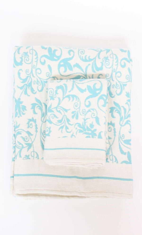 Fouta Guest Towel Fleur de Lys Aqua