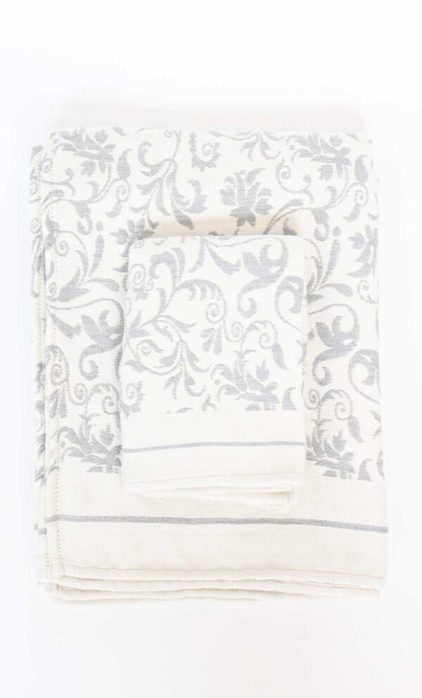 Fouta Guest Towel Fleur de Lys Grey