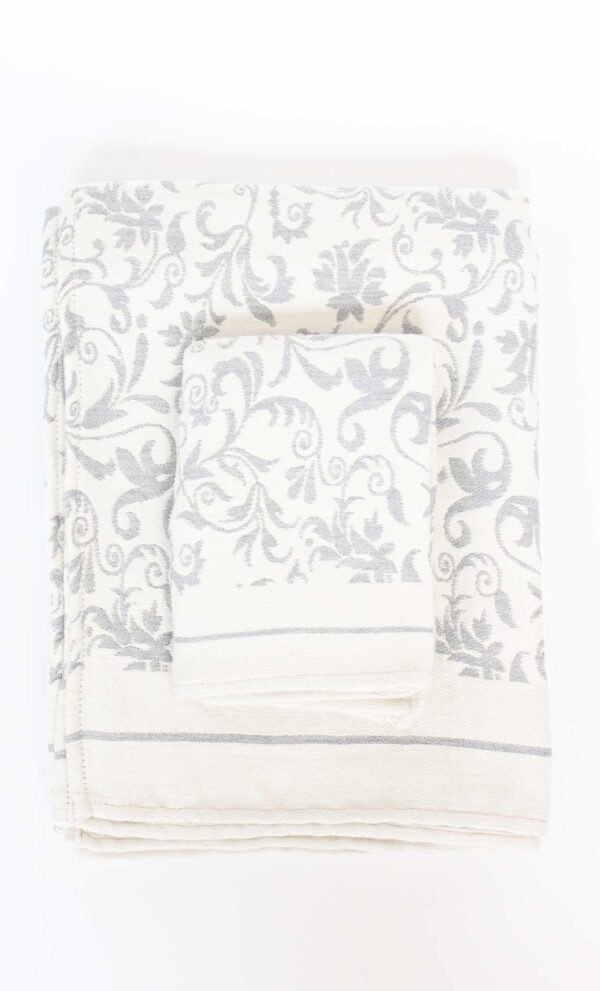 Fouta Guest Towel Fleur de Lys Grey