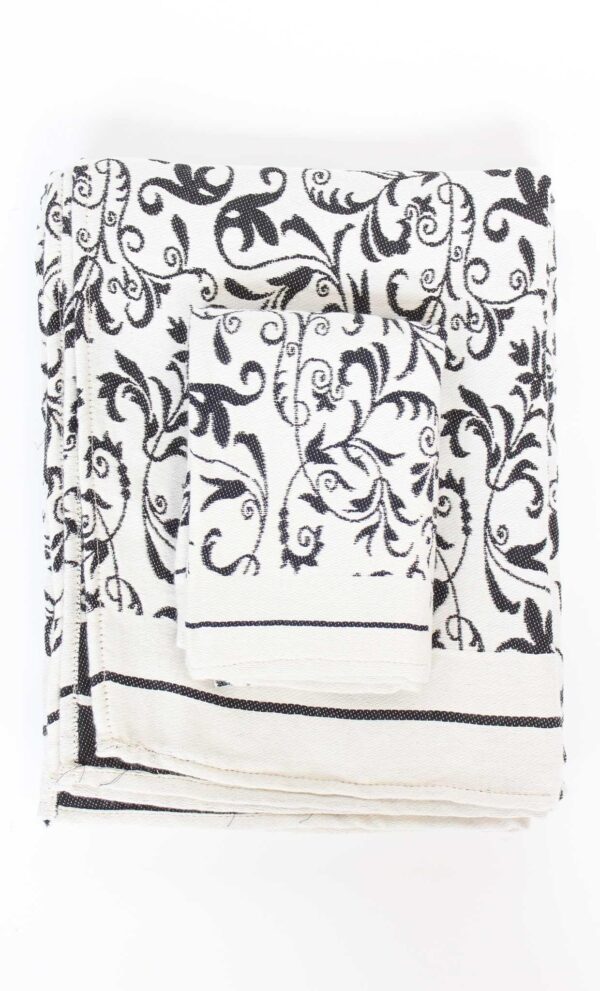 Fouta Guest Towel Fleur de Lys Black