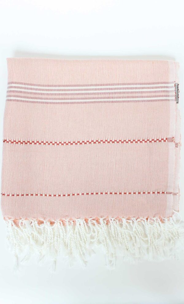 Throw Linen and Cotton Stitches BeigeSalmon