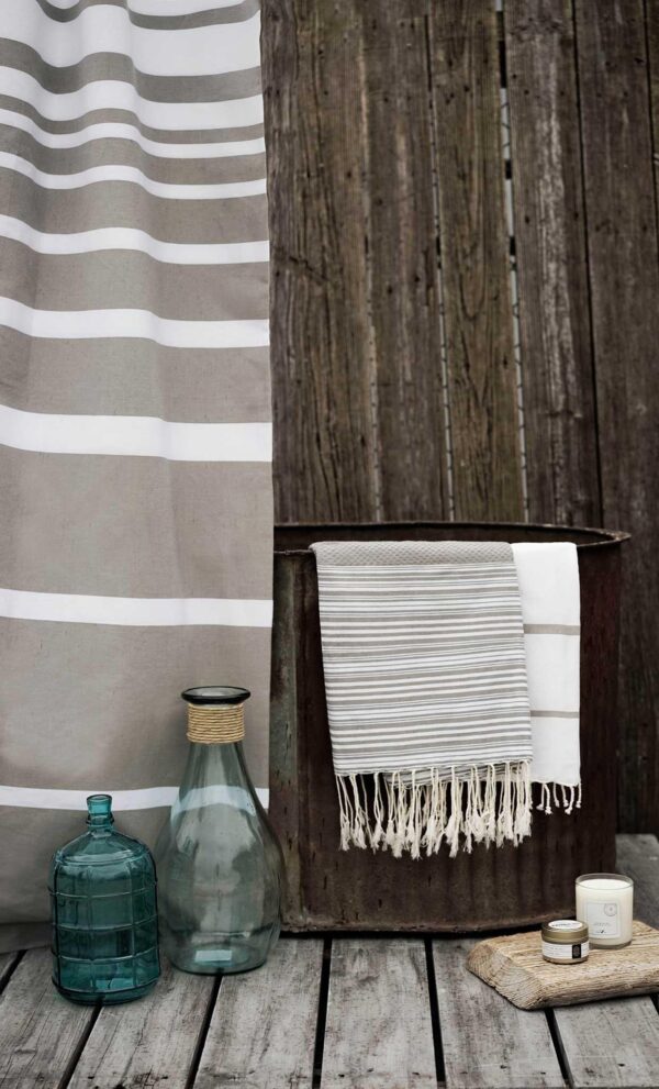 Fouta Shower Curtain Multiband Stipes