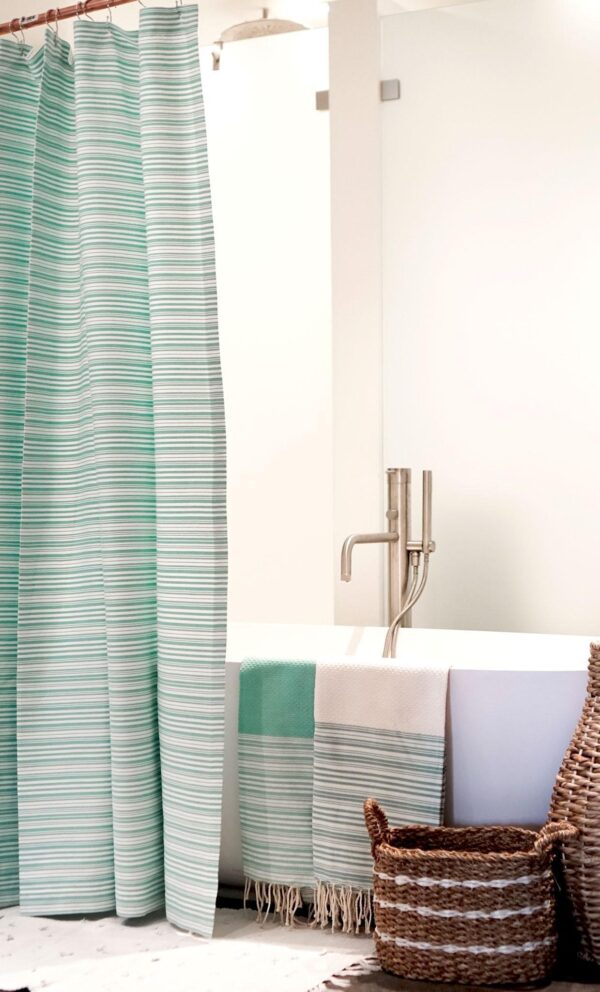 Fouta Shower Curtain Thin Stipes