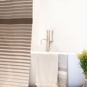 Fouta Shower Curtain Tricolor Thin Stipes