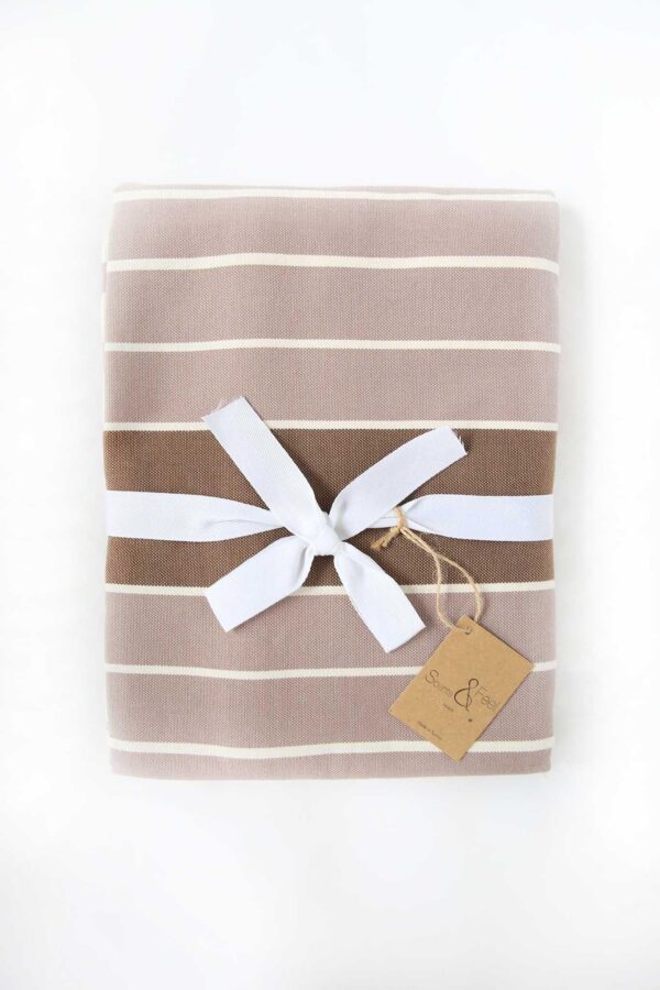 Fouta Shower Curtain Tricolor Thin Stipes