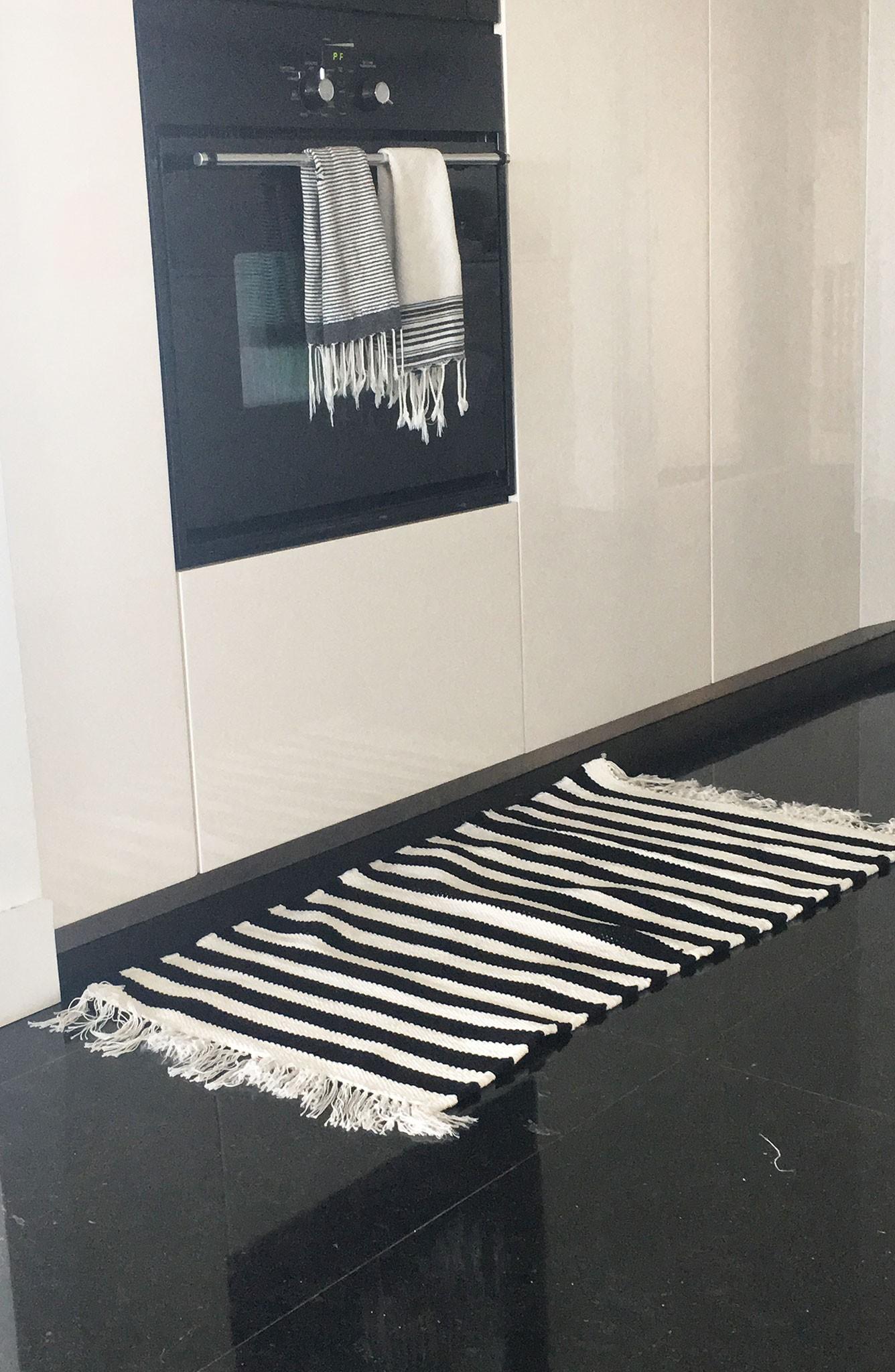 Hand Woven Dish Cloths | Black & White Stripes