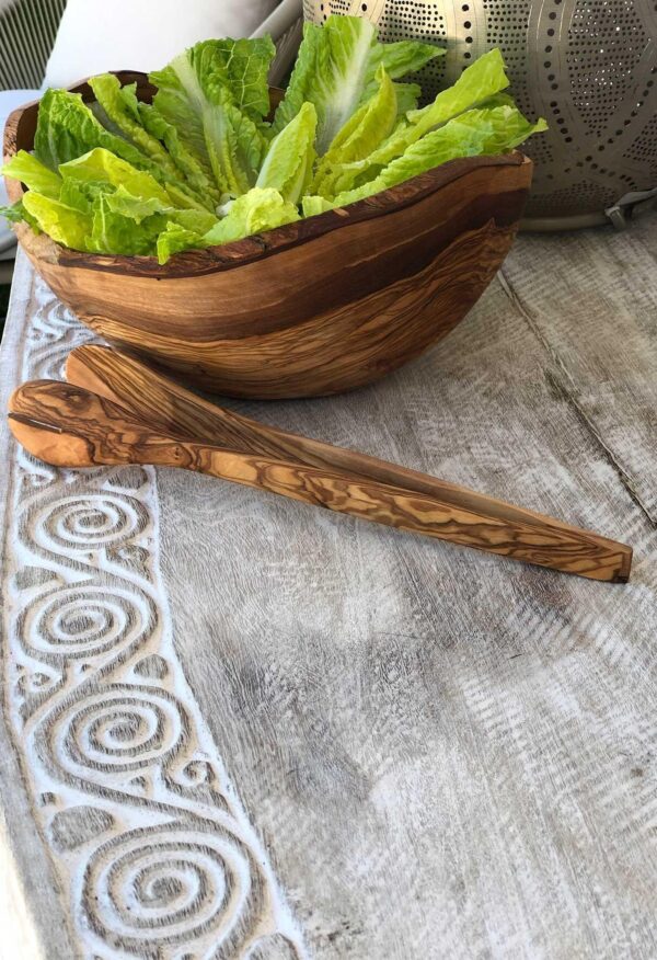 Olive Wood Salad Tongs 12"
