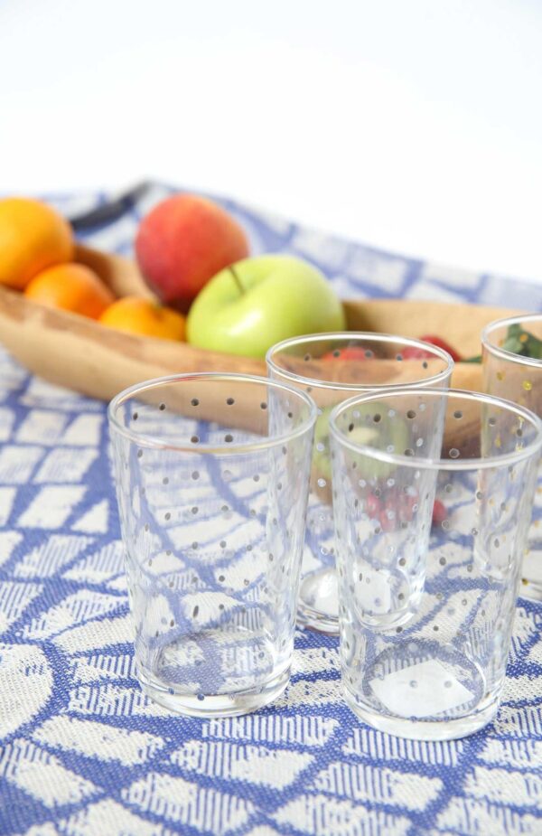 Set of 6 Painted Tea Glasses Polka Dots Silver