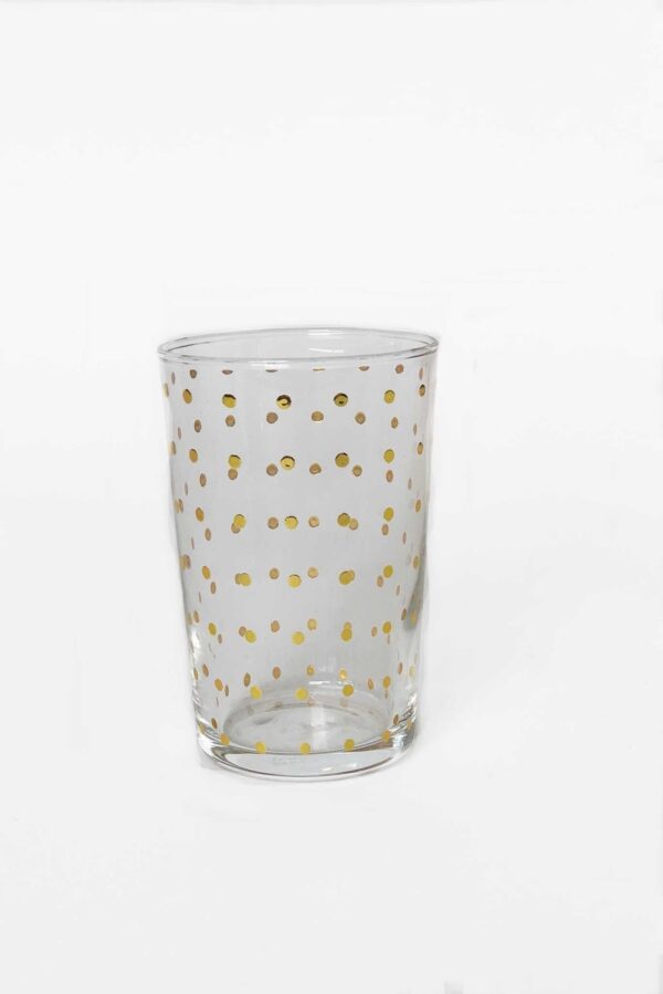 Set of 6 Painted Tea Glasses Polka Dots Gold