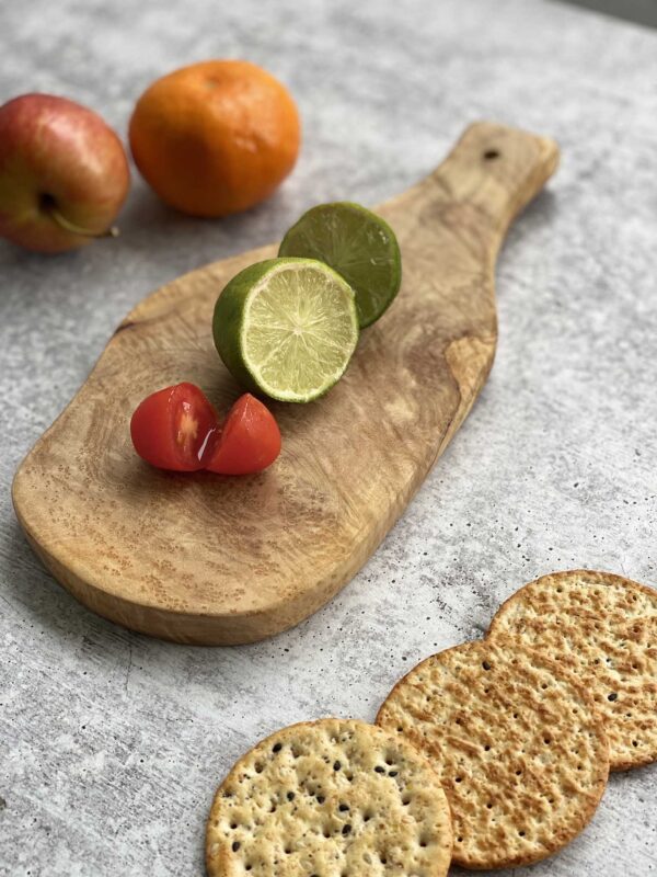 Olive Wood Triangular Cheese Board with Leather Strap - Scents & Feel