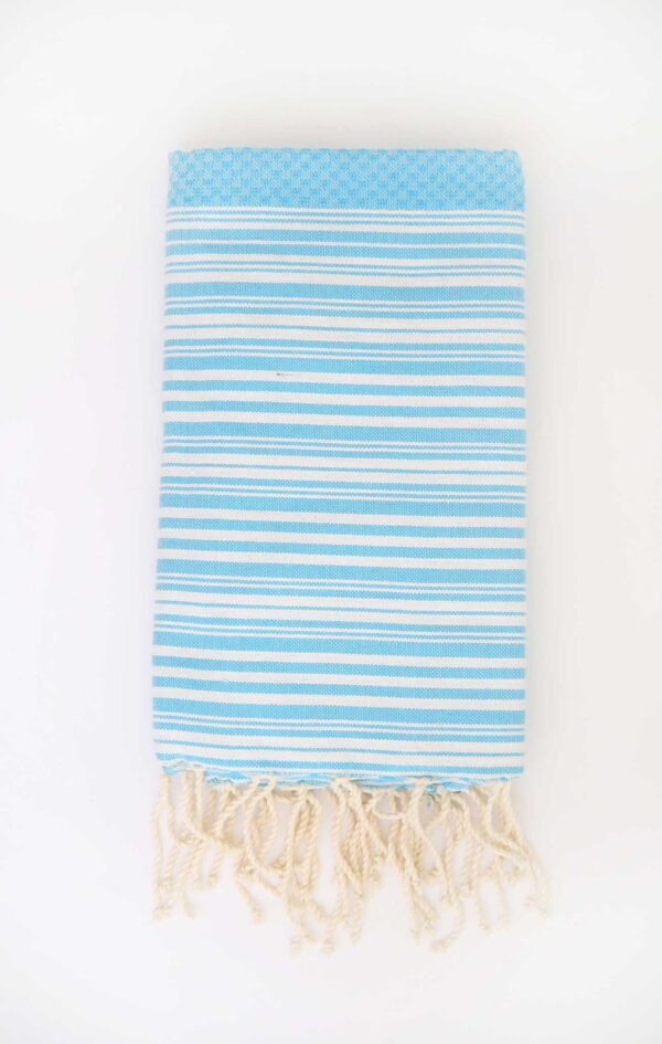 Fouta Bath Towel Stripes Positive Negative Turquoise White