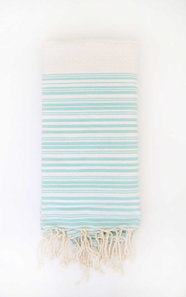 Fouta Bath Towel Stripes Positive Negative White Aqua