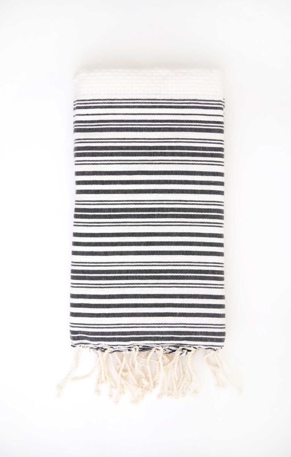 Fouta Bath Towel Stripes Positive Negative white Black