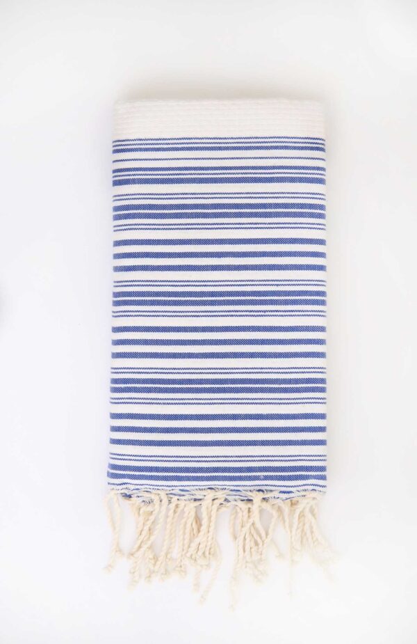 Fouta Bath Towel Stripes Positive Negative White Blue