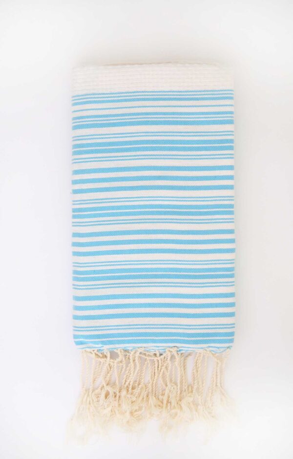 Fouta Bath Towel Stripes Positive Negative White Turquoise