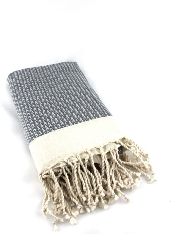 fouta towel herringbone chevron dark grey