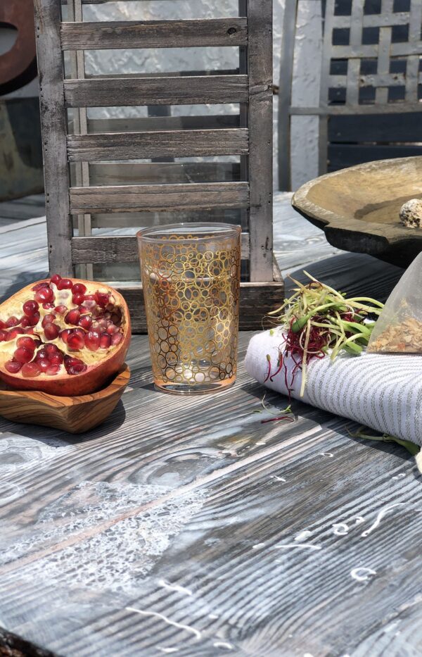 Set of 6 Tea Glasses Bubble Clear Gold