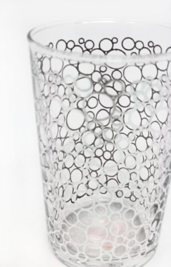 Set of 6 Tea Glasses Clear Bubble Design Silver