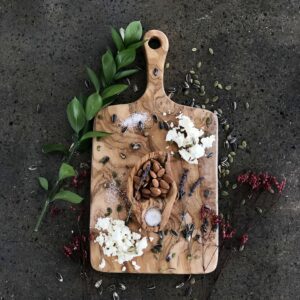 Olive Wood Rectangular Cutting Board with Handle