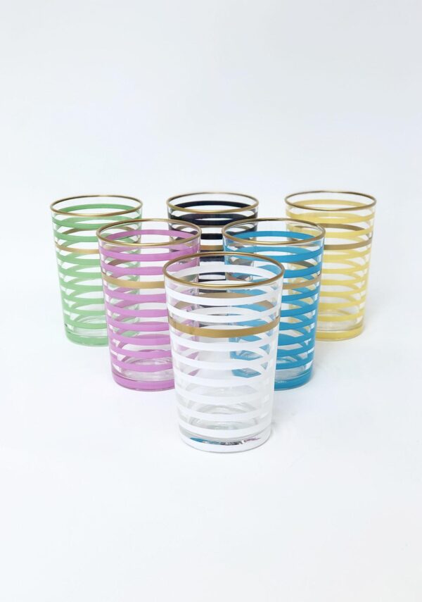 Set of 6 Moroccan Wine Glasses Clear Circle Gold | Scents & Feel