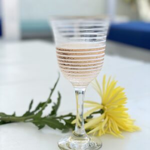 Set of 6 Wine Glasses Stripes White