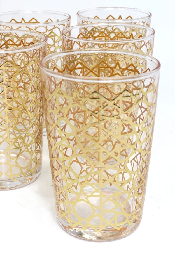 Set of 6 Moroccan Drinking Glasses Clear Hammered Gold - Scents & Feel