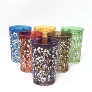 Set of 6 Moroccan Drinking Glasses Clear Hammered Gold - Scents & Feel