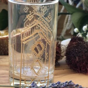 Set of 6 Hand Painted Tea Glasses Tatouage Gold